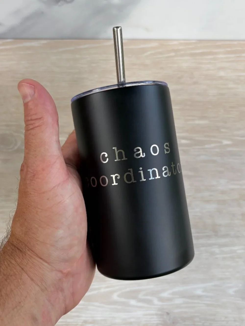 Chaos Coordinator Tumbler 12 oz Black Stainless Steel Insulated Coffee Mug